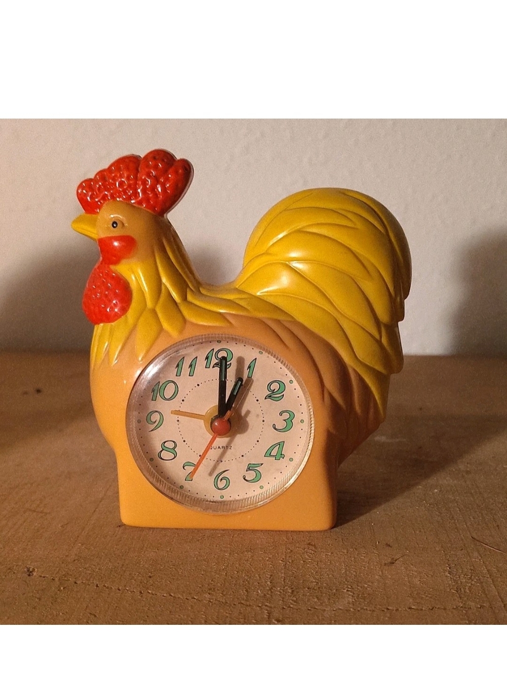 Yellow Rooster Wall Clock Accent - Home Wall Decor